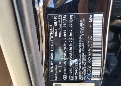 2010 Mercedes-Benz Glk 350 из США, поврежденный, VIN WDCGG5GB3AF522032